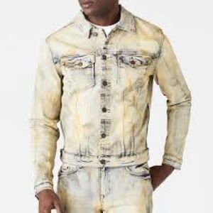 New men’s Sz L Si Tu Veux casual tie dyed casual party denim jean jacket